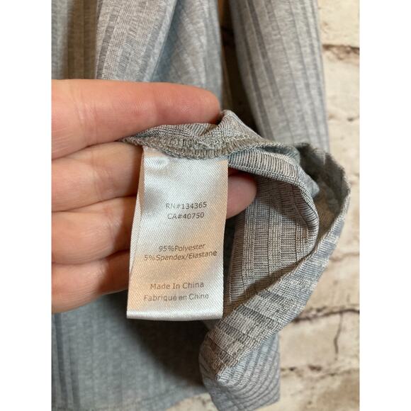 Marla Wynne Top Womens Medium Light Gray Ribbed Long Sleeve Capsule Minimalist - Picture 13 of 13